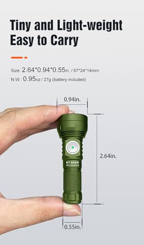 Mini Keychain Flashlight 700 Lumens with USB-C Charging - Green - NANO V3