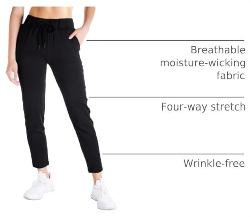 Yogipace Women's 7/8 Ankle Pants with Pockets - Small/24" Inseam, Black