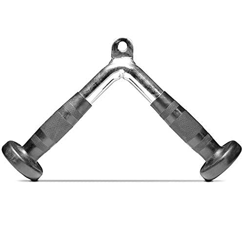 FITNESS MANIAC USA Tricep Press Push Down Bar V Handle Close Grip Cable Multi Gym Attachment Pro Tricep V-Bar with Rubber Handgrips