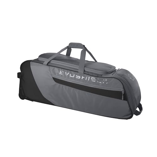 EvoShield Takeover Wheeled Bag Charcoal - Large Sports Gear Duffel with Custom Panel