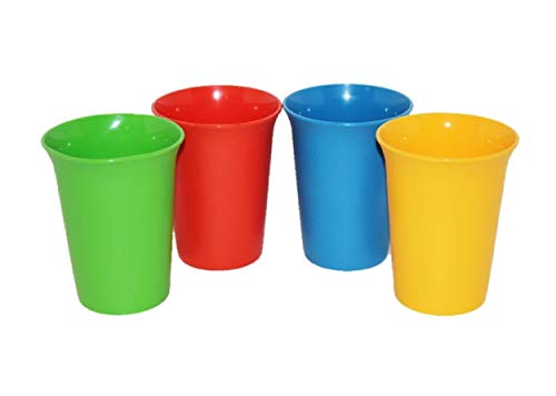 Vintage Set of 4 Child's Tupperware Bell Tumblers - 7 Ounce Capacity, Blue Yellow Green Red