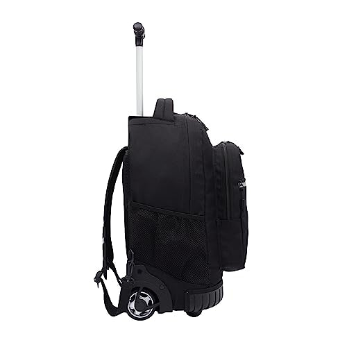 Travelers Club 18-Inch Water-Resistant Rolling Backpack with Shoulder Straps - Black