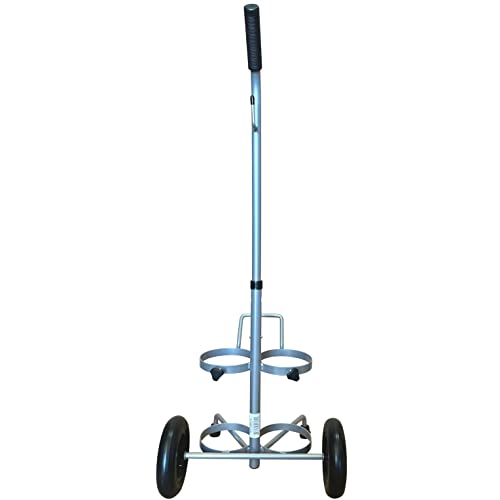 ResOne Dual Oxygen Tank Cart with Wheels & Adjustable Handle - Portable Steel Frame, Holds 2 Cylinders (Variation 1)