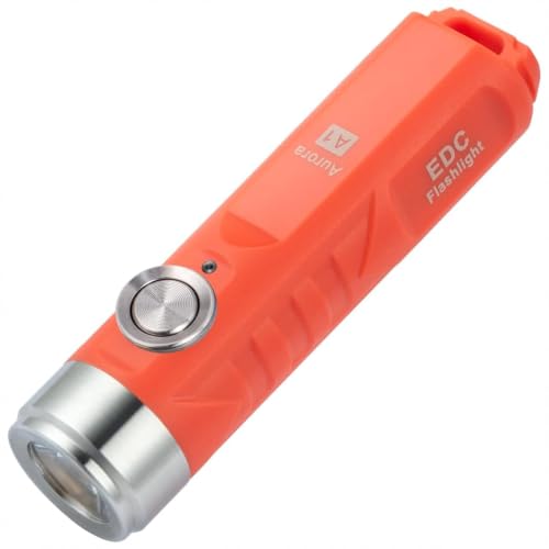 Rechargeable USB C Keychain Flashlight 650 Lumens Outdoor Mini EDC Light - Orange