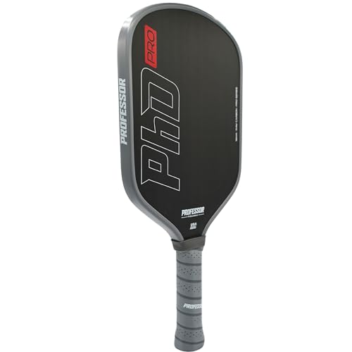 Professor PhD Pro Grey Edge Raw Carbon Fiber Pickleball Paddle - USA Approved