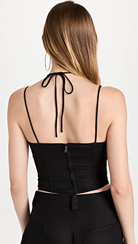 Lioness Women's Corset Top - Linen Blend Crop Top, Black, Medium