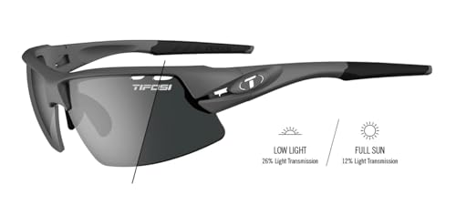 Tifosi Crit Full-Frame Sunglasses Matte Gunmetal with Smoke Polarized Fototec Lenses - Baseball Cycling Golf