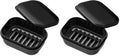 Quatish Leakproof Travel Soap Dish with Lid & Draining Layer - Black Medium, Pack of 2