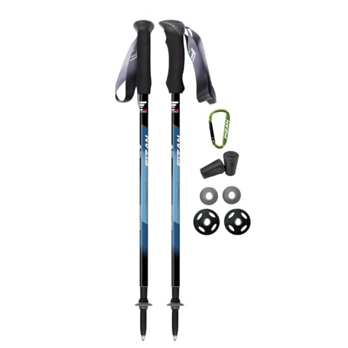 Fizan Compact 3 Ultralight Trekking Poles Blue EVA Foam Adjustable Collapsible Hiking Sticks