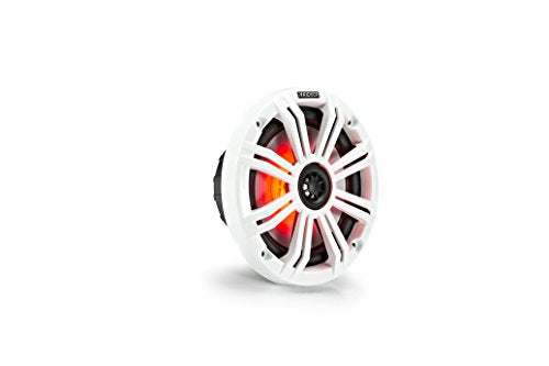 KICKER KM65 6.5-Inch Marine Coaxial Speakers with LED, 4 Ohm, Charcoal & White Grilles