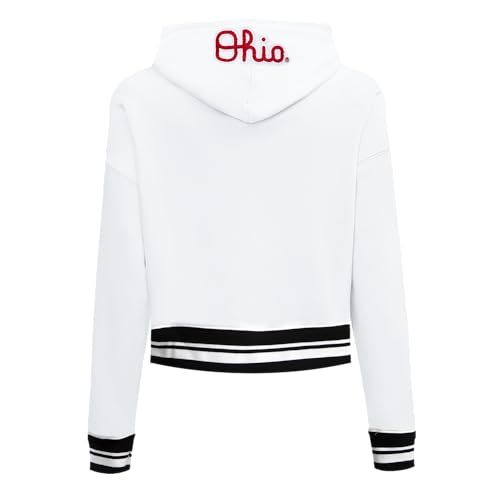 Ohio State Buckeyes Womens Cropped Hoodie - College Classic Essentials - Medium White Black