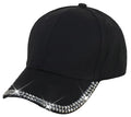 Black Rhinestone Baseball Cap Bling Stylish Adjustable Sun Hat for Women
