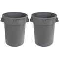 Heavy Duty 32 Gallon Round Trash Can - Pack of 2, Outdoor Waste Baskets