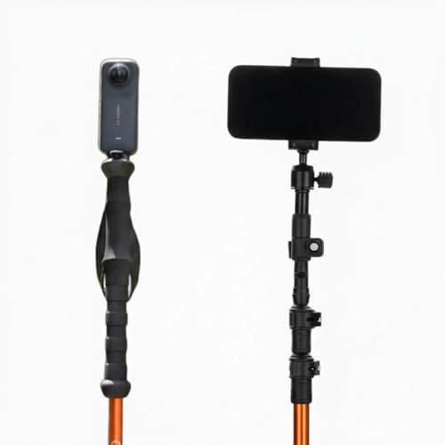 Camperig Selfie Trekking Pole Orange – Ultralight Aluminum Hiking Stick with Camera Mount & Tripod Kit