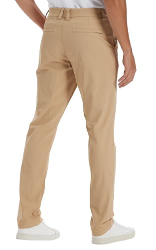 Men's Lightweight Golf Pants - 34W x 36L, Light Khaki, Quick Dry Stretch Trousers