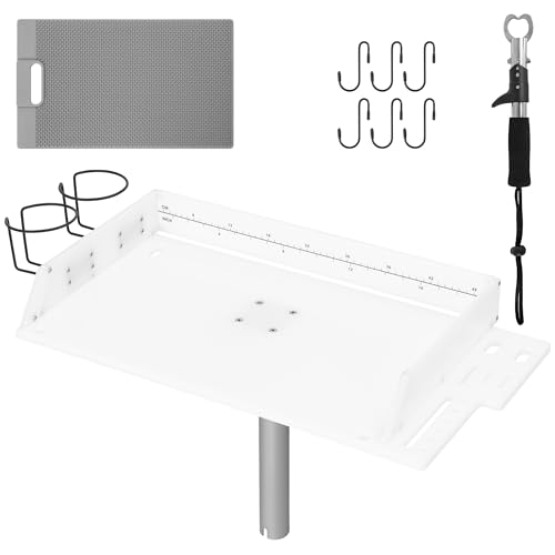 Boat Fish Cleaning Cutting Board with Rod Holder, Cup Holders & Tool Slots