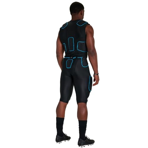 Unisex Bull Rush Girdle with 7 Padding Support - Black & Optic Blue, Medium