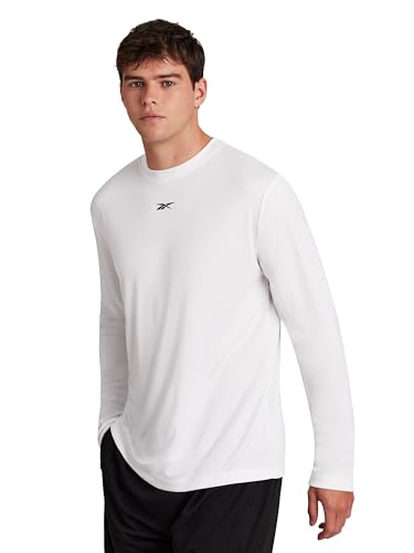 Men's Long Sleeve Tech Crewneck T-Shirt - Medium White - Reebok ID Train