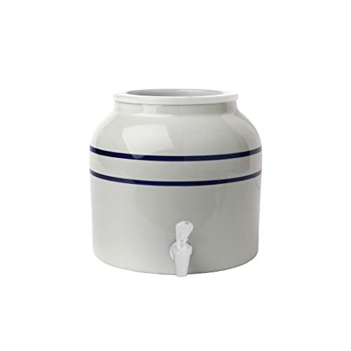 Porcelain Water Dispenser 2.5 Gallon Classic Blue Stripe - Lead-Free & BPA Free