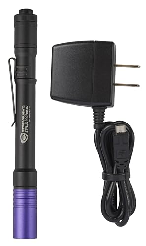 USB Rechargeable UV LED Penlight with Holster - Black & Compact