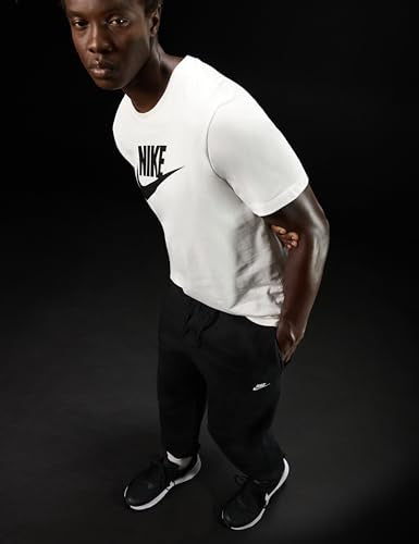 Nike Men's Club Cuffed Brushed Fleece Pants - Medium Black/White