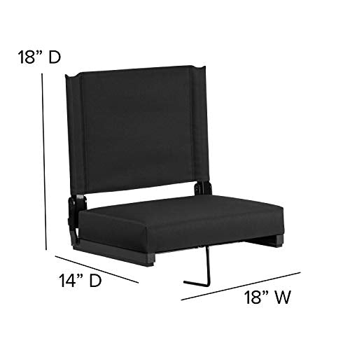 Ultra-Padded Folding Stadium Chairs Set of 2 - Black, Portable Support