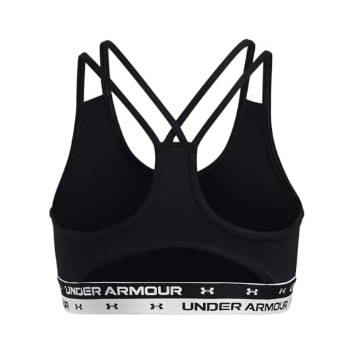 Under Armour Girls' Armour HeatGear Mid Impact Sports Bra - Large, Black/White