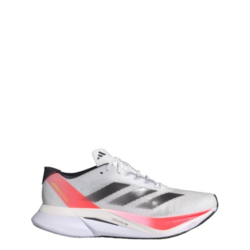 Adizero Boston 12 Running Shoes - White Aurora Met Solar Red 10.5