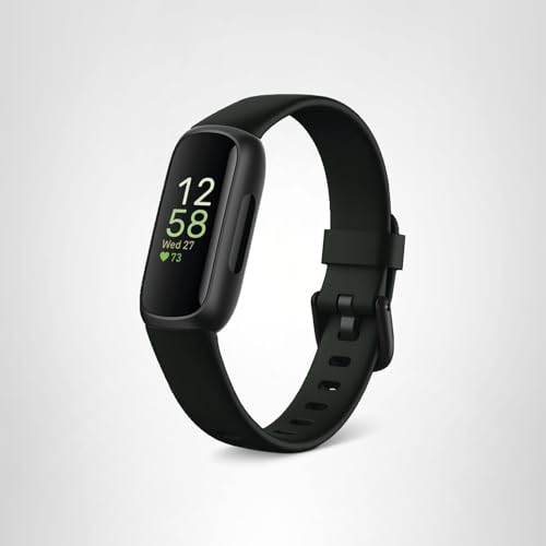 Fitbit Inspire 3 Health &-Fitness-Tracker with Stress Management, Workout Intensity, Sleep Tracking, 24/7 Heart Rate and more, Midnight Zen/Black One Size (S & L Bands Included)