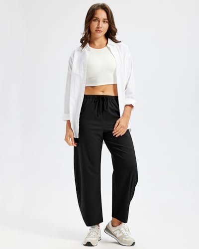 Women's Lightweight Quick Dry Barrel Pants - Black, X-Large - Comfortable Activewear