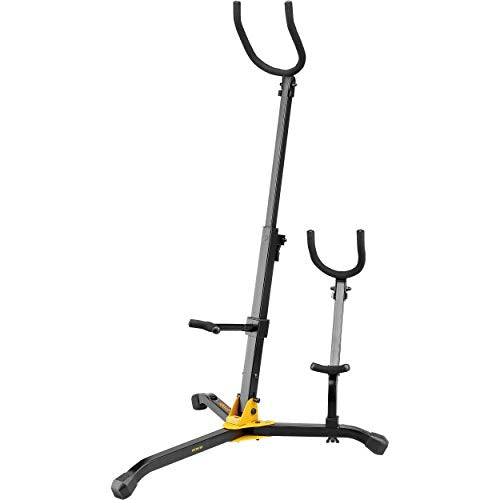 Hercules DS536B Baritone & Alto/Tenor Saxophone Stand - Folding, Adjustable Backrest & Detachable Peg - Includes Stand Variation