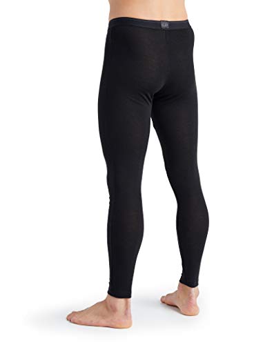 Men's Wool Base Layer Leggings - Cold Weather Thermal Pants, Large / Black