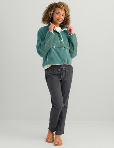 HUK Women's Plush Fleece Half-Zip Pullover - Cozy Sherpa with Pocket, Small / North Atlantic