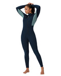 Navy Blue 3mm Neoprene Wetsuit for Women - Full Body Diving Suit with Front Zip