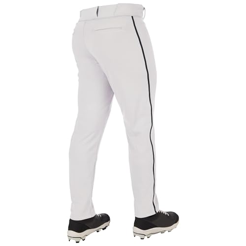 Unisex Baseball Pants with Braid - Triple Crown 2.0 Tapered Bottom, Medium, White/Black