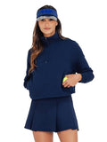 G GLDN PNT Women's Cropped Quarter-Zip Sweatshirt for Tennis & Pickleball - Navy, Small