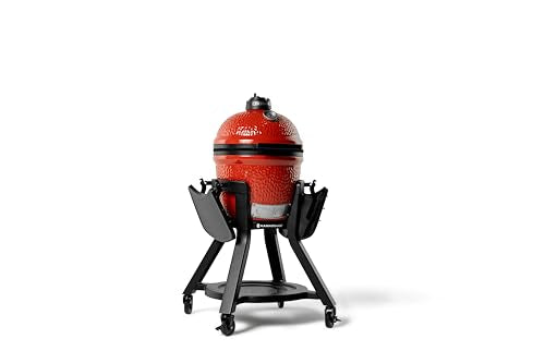 Outdoor Kamado Grill Cart for Joe Jr Small Kamado Grill, Black with Shelves - Model KJ15112524