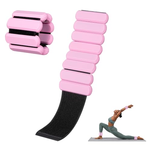 Pink Adjustable Ankle & Wrist Weights Set of 2 - 1Lb Each for Fitness