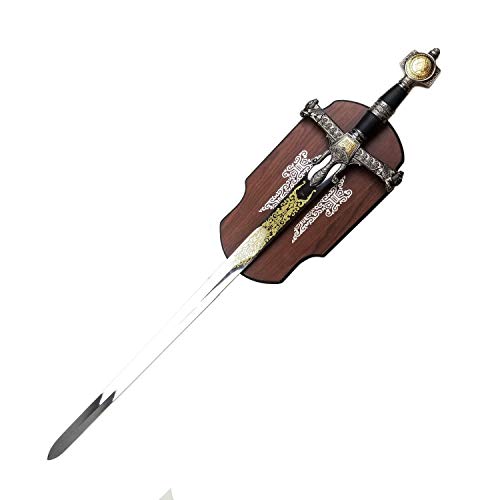 Black 47-Inch King Solomon Sword with Display Plaque for Wall Decor & Collection