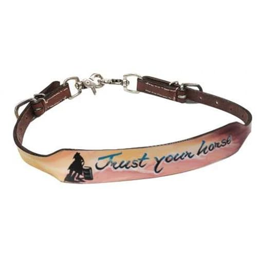 Leather Trust Your Horse Wither Strap with Barrel Racer Design - Equestrian Tack