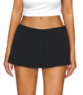 Women's Low Rise Mini Skort Skirt with Built-in Shorts - Small Black