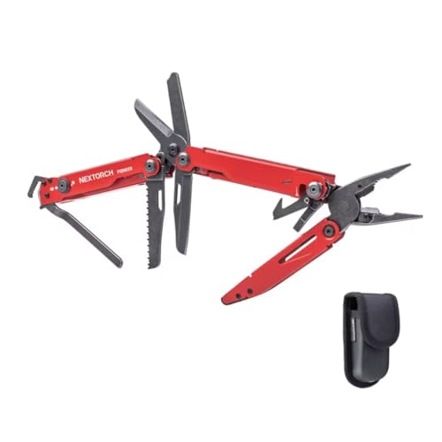 NEXTORCH PIONEER MT20 14-in-1 Multi-Tool Set with Red Handle, Pliers, Scissors & Glass Breaker