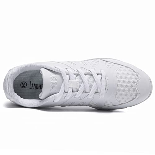 White Cheer Shoes for Women Girls Youth Cheerleading Sneakers - Size 10 - Breathable & Comfortable Athletic Flats