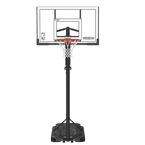 NBA Portable Basketball Hoop with 54-Inch Shatterproof Backboard and Adjustable Height - Black+NBA