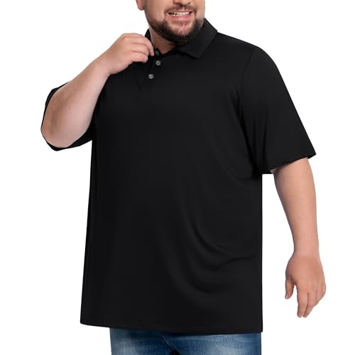 Big & Tall Men's Polo Shirt - UPF 50+ Quick Dry 3X-Large Black
