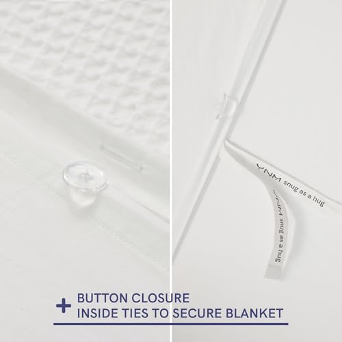 YnM Cotton Waffle Weave Duvet Cover for Weighted Blankets 60''x80'' Coconut White with 16 Strings