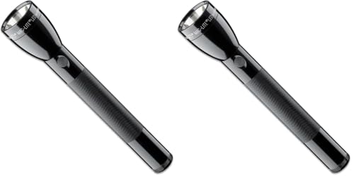 MagLite ML50L 3-Cell C LED Flashlight Pack of 2 - Black, Focusable, Water-Resistant, High & Low Modes