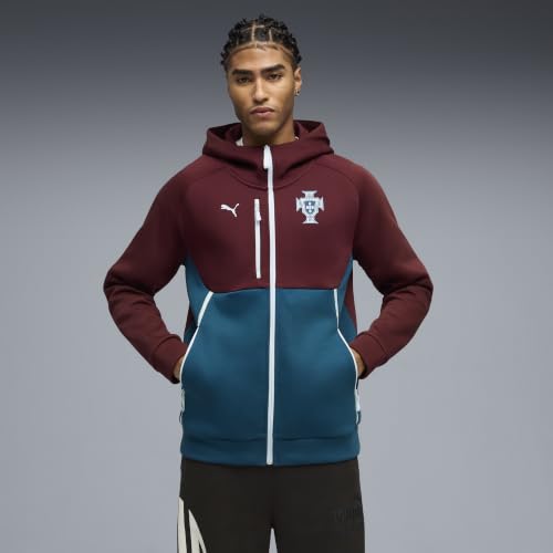 Men's Full Zip Hoodie - Portugal Travel Range, Ruby Shimmer Ocean Tropic, Large