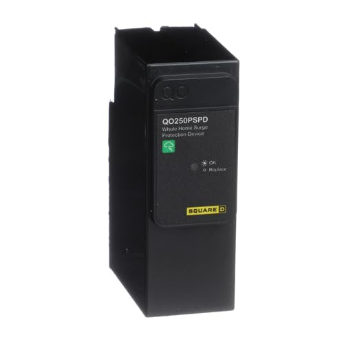 Black Surge Protection Device for Square D QO Load Centers - No Wiring, 50kA, 120/240V, Plug-On Neutral, Home Lighting Accessory