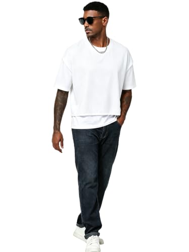 Men's Cropped Sleeveless Shirt - Streetwear Crop Vest Top Large White